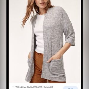Wilfred Free Zlata Heathered Grey Open-front Cardigan sweater -sz Med
